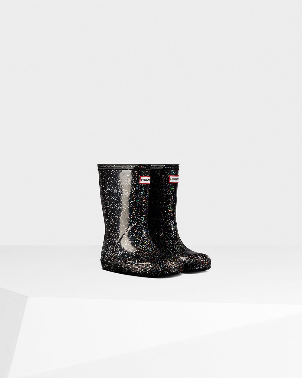 Hunter Niños Original First Giant Glitter - Botas de Lluvia Negras - 603-RSJGAL